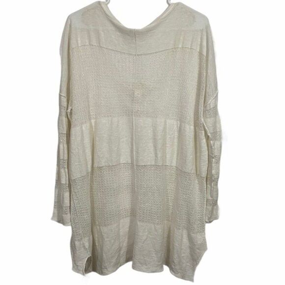 Free People White Knit Burnout V-Neck Sweater - Picture 2 of 4